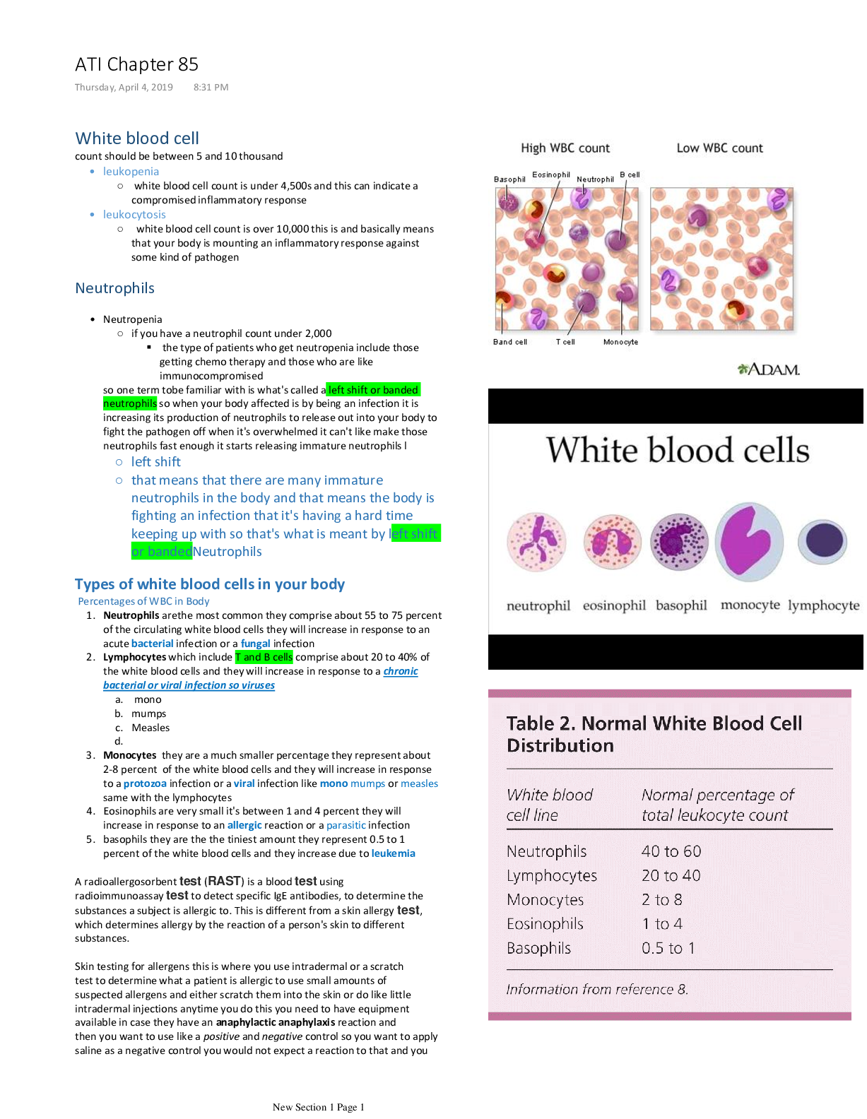 Preview of ATI Chamberlain School - NURSING NUR 202 Blood Cells (Latest 2021) 100% Correct Study Guid